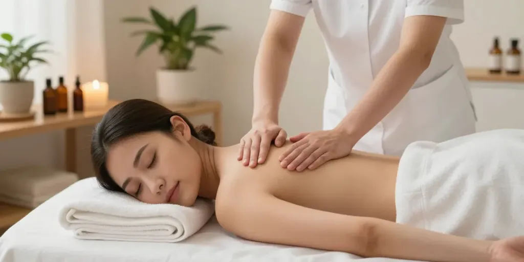 Professional 용산출장안마 session with a soothing ambiance for relaxation and wellness.